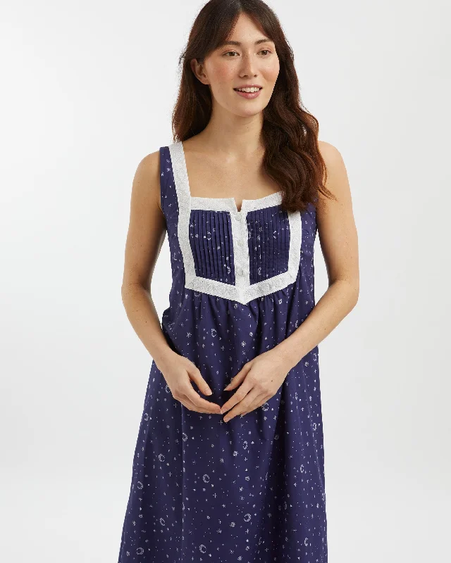 Women's Eliza Cotton Nightdress - Celestial Print