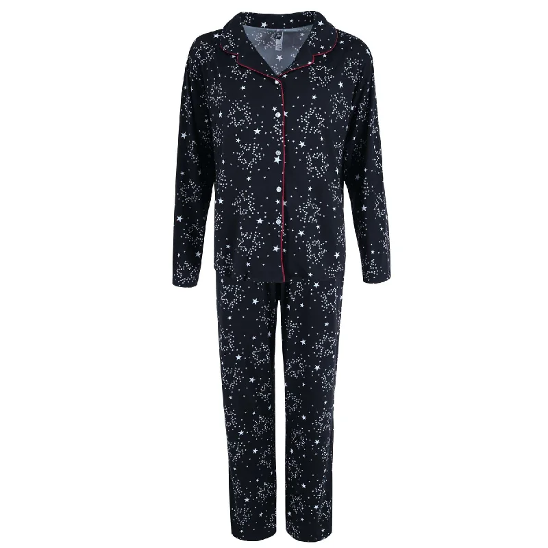 PJ Couture Women's Star Print Notch Pajama Set