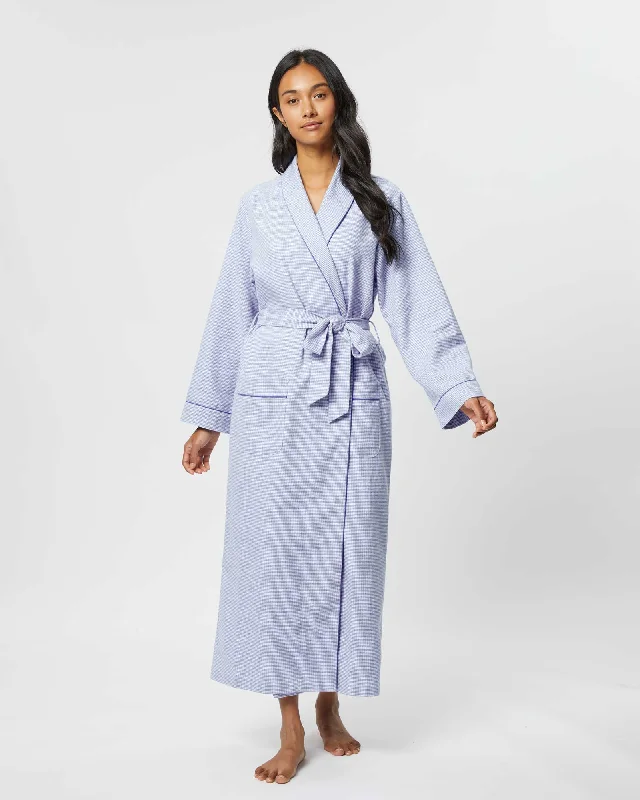 Women's Brushed Cotton Dressing Gown - Willet Blue