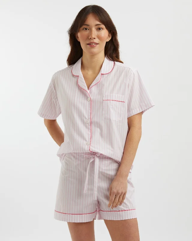 Women's Classic Cotton Florence Short Pyjamas - Pink Candy Stripe