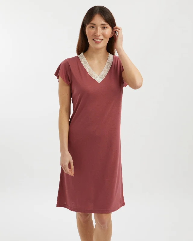 Women's Jersey Ella Short Nightdress - Berry