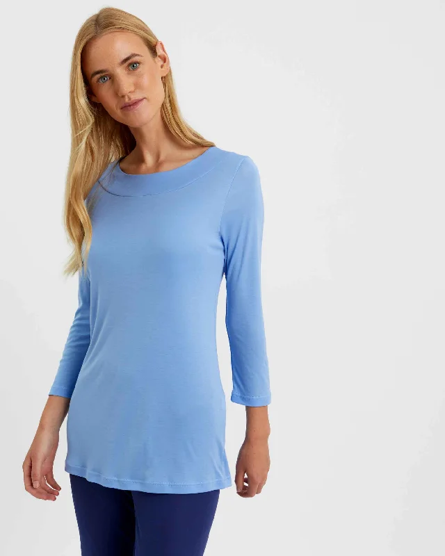 Women's Lyocell Scoop Neck Top - Sky