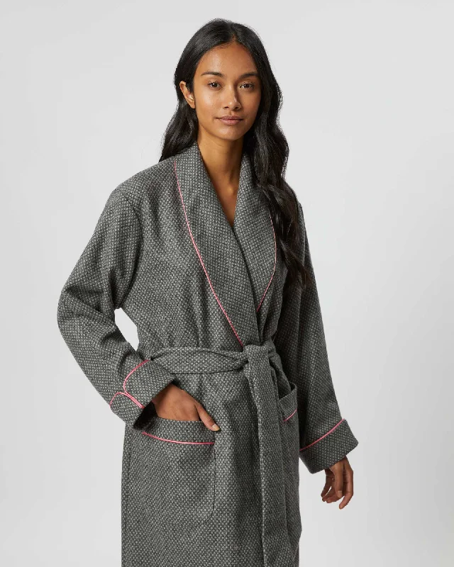 Women's Silk-Lined Wool Robe - Birdseye