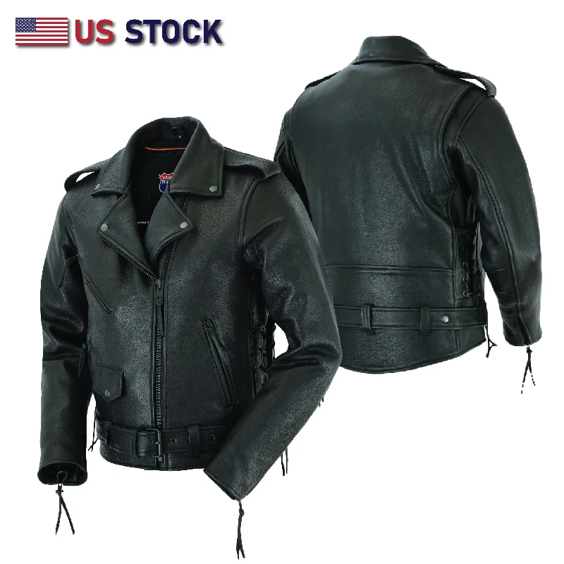 HL10888NKD Authentic Highway Patrol Leather Jacket Black Hardware Kidney Back