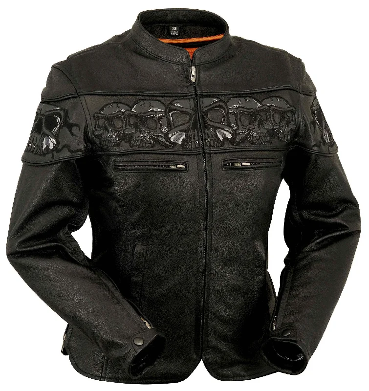 Sacred Skulls - Women's Motorcyle Leather Jacket