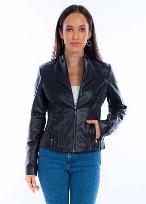 Scully Leather Leatherwear Womens Black Lamb Ladies Zip Front Jacket