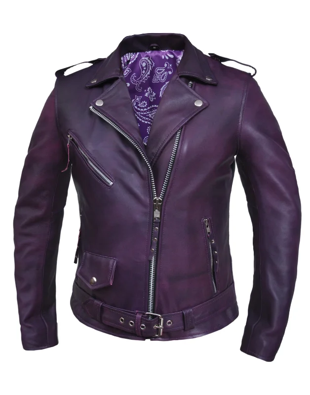 Unik International Ladies Purple Leather Jacket