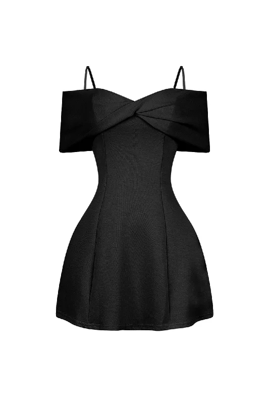 Ariana Pleated Off Shoulder Mini Dress