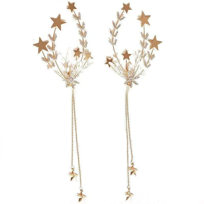 Romantic Women Fashion Golden Color 2 Pcs Star Decoration Hair Jewelries