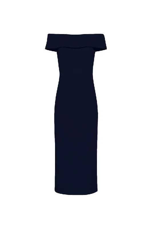 Amore Off Shoulder Midi Navy