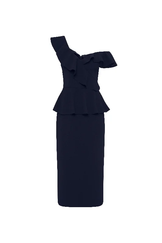 Grace Frill Midi Dress Navy