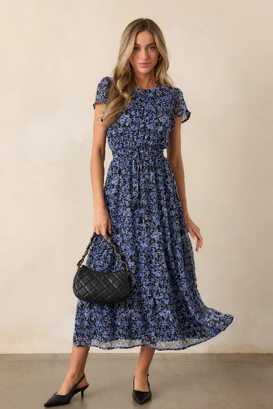 MINKPINK Lucinda Midnight Blue Floral Midi Dress