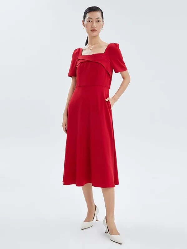 Triacetate Square-Neck Gown