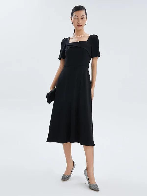 Triacetate Square-Neck Gown