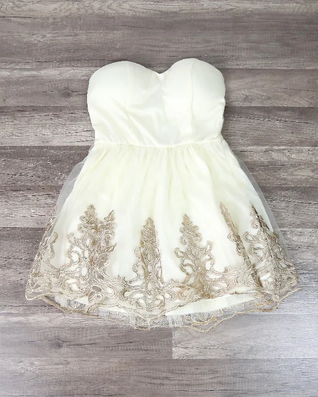 Final Sale - Vintage Inspired Golden Party Dress