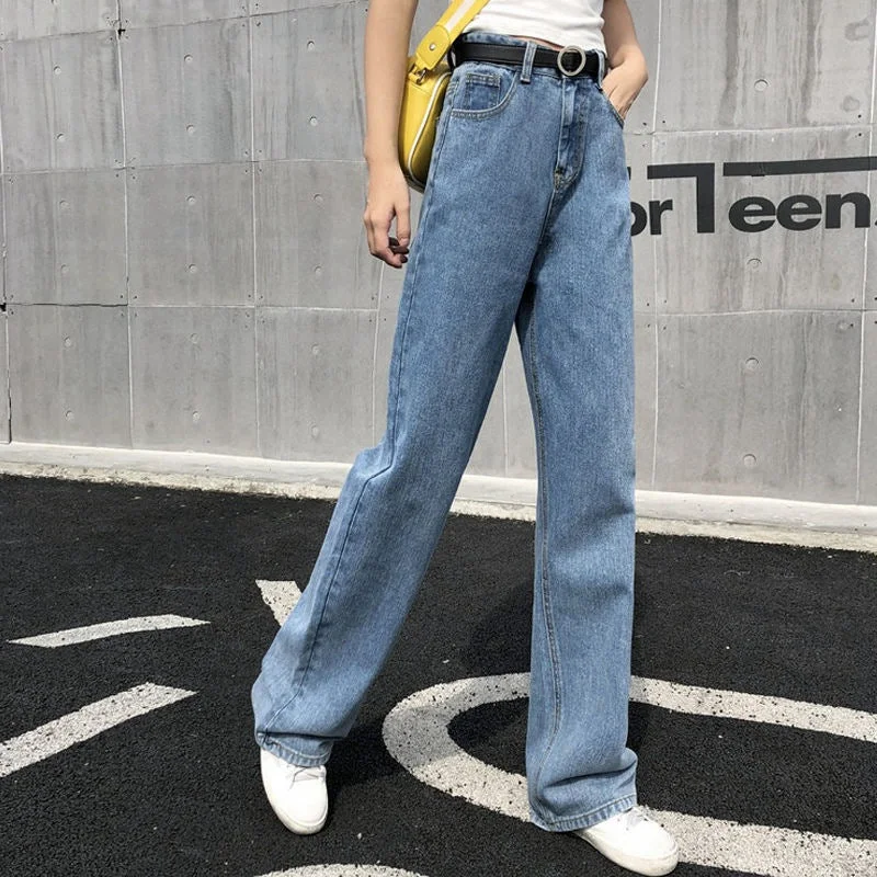 NiDELL Internet Celebrity Chic Trendy High Waist Slimming Light-Colored Jeans Women's Loose 2020 New Autumn Straight Mopping Pants