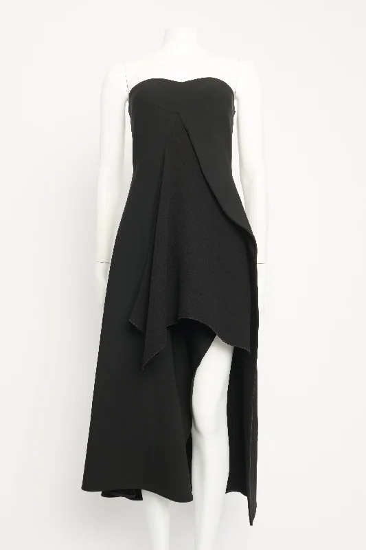 Black Crepe Strapless Prewoned Dress