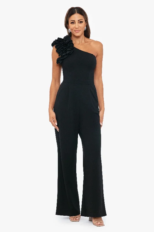 "Carissa" One Shoulder Scuba Crepe Jumpsuit