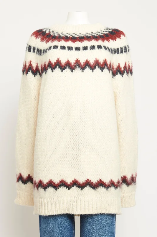 Cream Wool & Cashmere Preowned Fairisle Jumper Dress