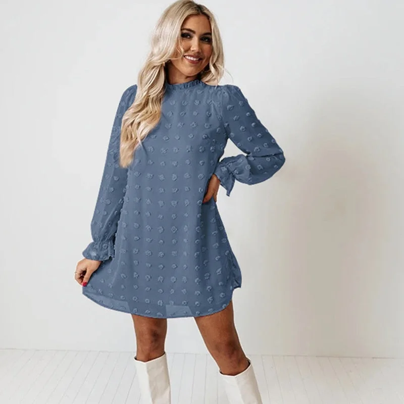 Fashion Dot Pom Pom Dress New Loose Casual Dress