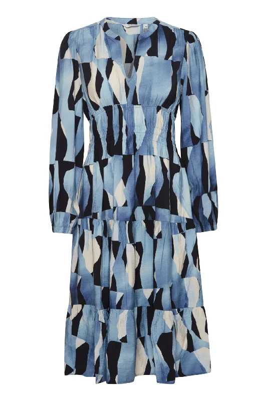 Ibene Dress Dusty Blue Abstract