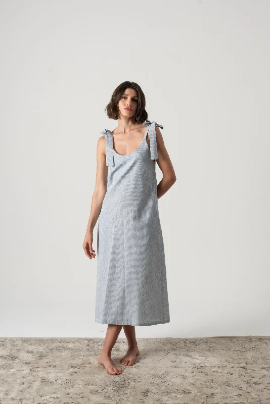 Jakob Linen Slip Dress French Blue Stripe