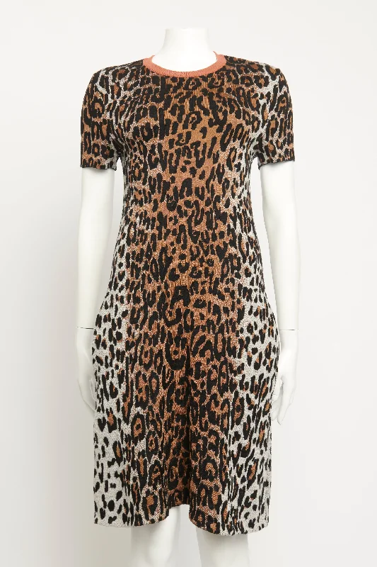 Leopard Stretch Knit Preowned Dress