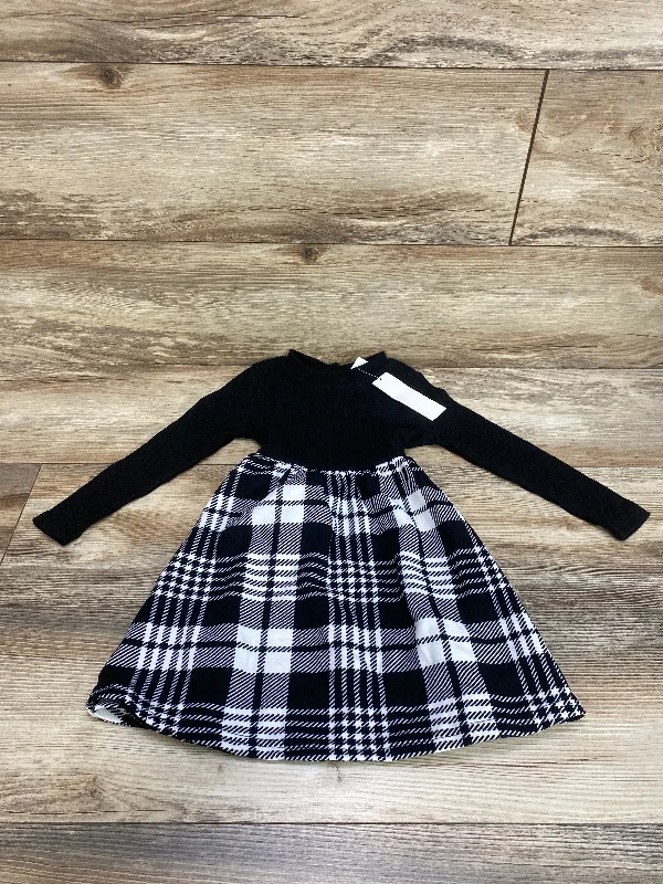 NEW Shein Ribbed Plaid Dress Black sz 2-3T