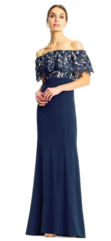 Aidan Mattox - MN1E202072 Floral Lace Off-Shoulder Sheath Dress