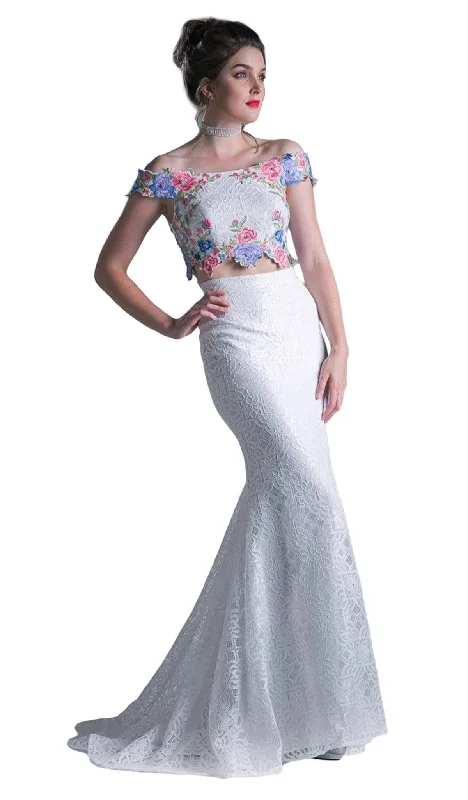 Cinderella Divine - CA314 Two Piece Floral Embroidered Mermaid Dress