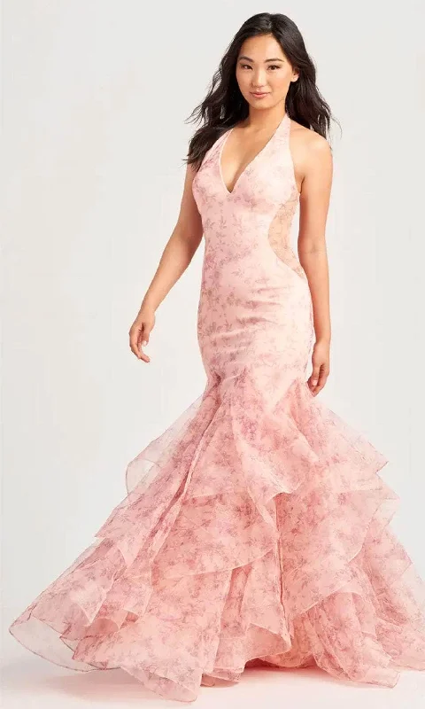 Colette By Daphne CL5234 - Floral Halter Prom Dress