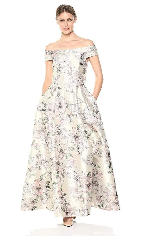 Eliza J Evening - EJ8M8107 Floral Printed Off-Shoulder A-line Dress