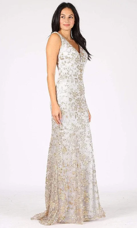 Eureka Fashion - 9706 Floral Glittery Sheath Dress