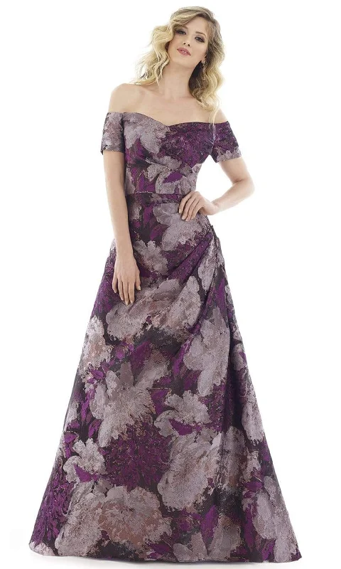 Feriani Couture - Short Sleeve Floral Off Shoulder Dress 20116