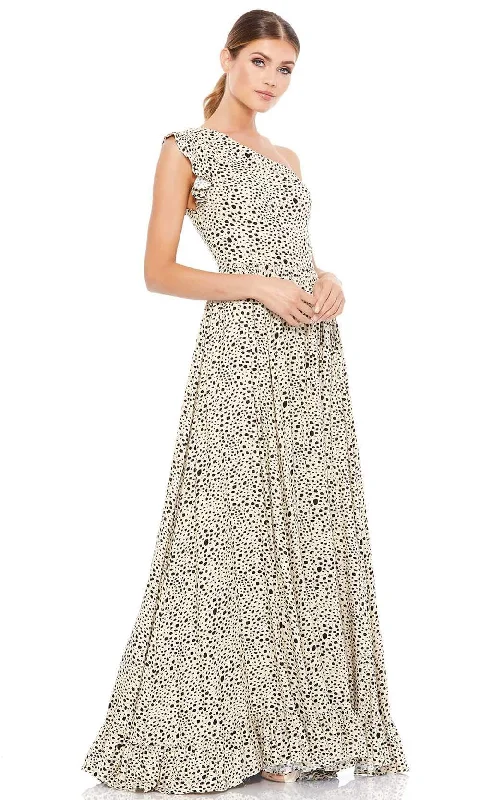 Ieena Duggal - 26538 Long One Shoulder Animal Print Dress