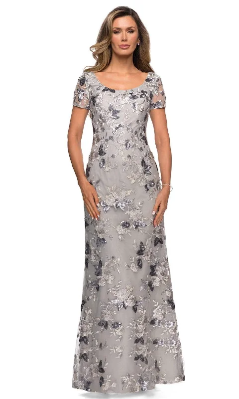 La Femme - 27991 Sequined Floral Lace Mother of the Groom Sheath Dress