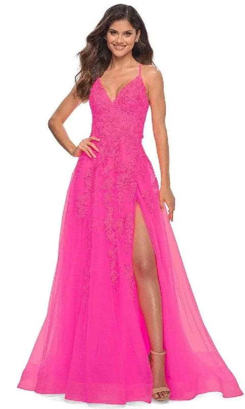 La Femme - V-Neck Floral Prom Dress 30303SC