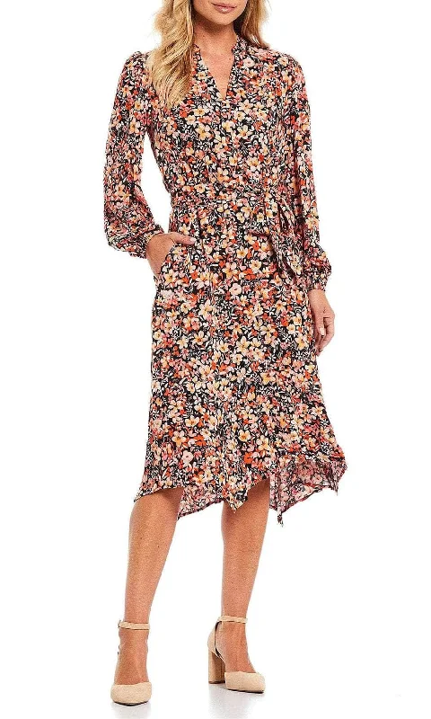 London Times T5903M - Bishop Sleeve Floral Dress