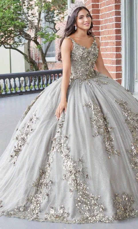 Quinceanera Collection 26052 - Sequined Floral Quinceanera Dress