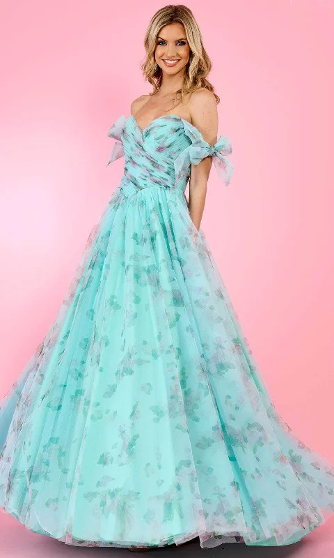 Rachel Allan 70495 - Floral Off Shoulder Prom Dress