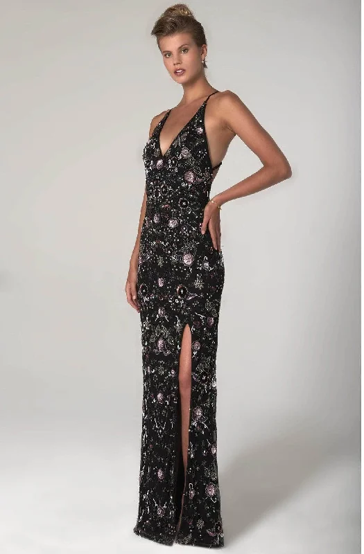 SCALA - Sleeveless Floral Beaded Prom Dress 60129