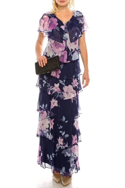 SLNY - 9171432 Floral Print V-neck Sheath Dress