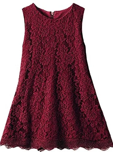 Violet Lace Boho Girl Dress in Burgundy