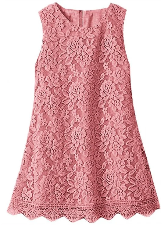 Violet Lace Boho Girl Dress in Dusty Pink