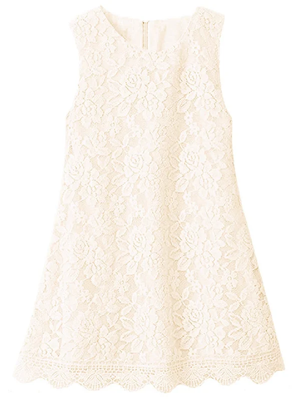 Violet Lace Boho Girl Dress in Ivory