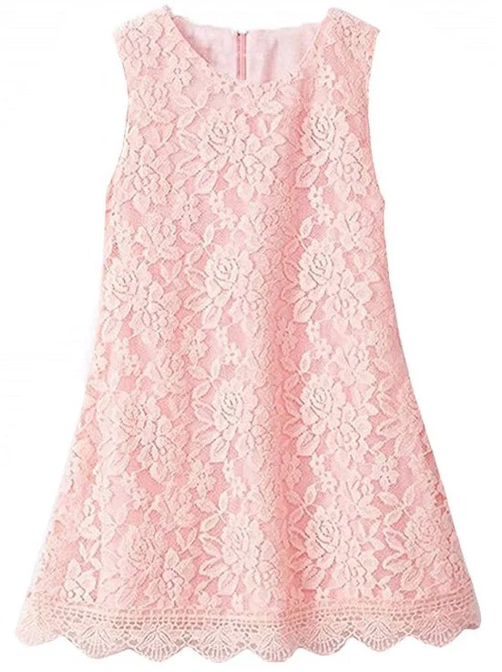 Violet Lace Boho Girl Dress in Pink