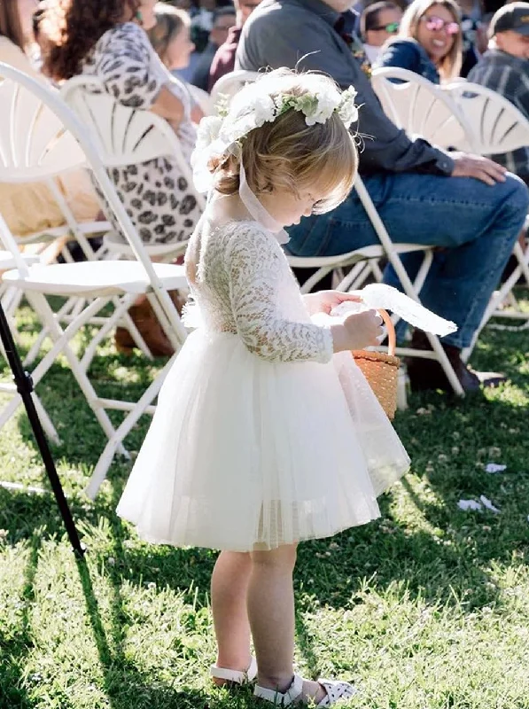 Peony Lace Flower Girl Dress in White