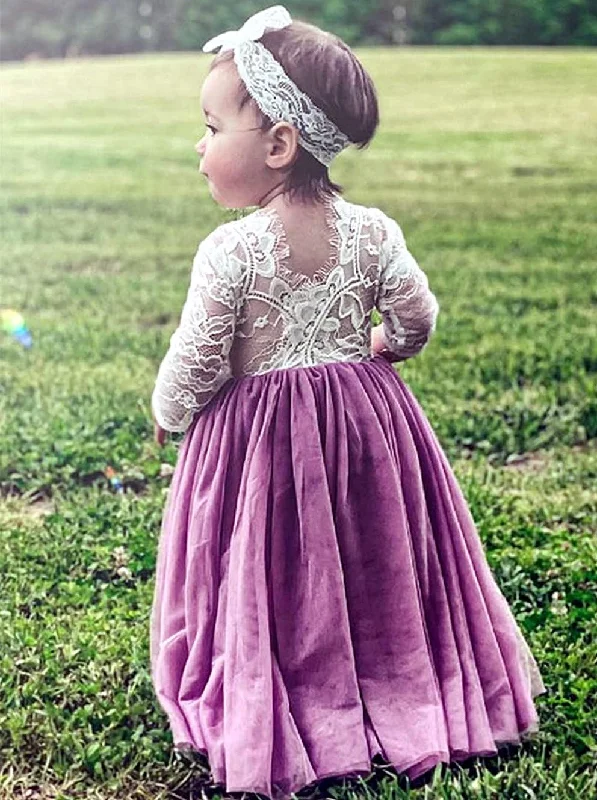 Rose Lace Flower Girl Dress in Mauve