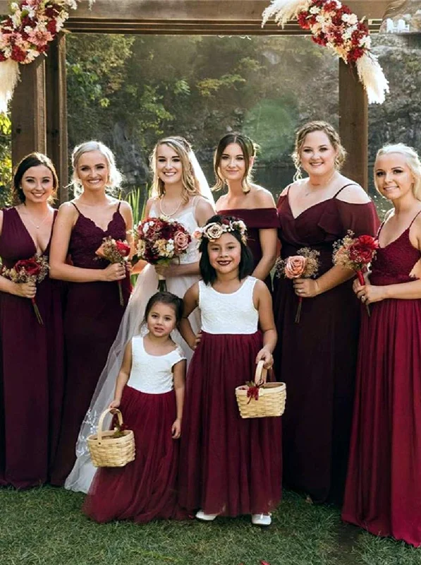 Rose Lace Flower Girl Dress in Burgundy