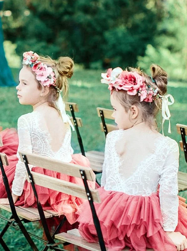 Rose Lace Flower Girl Dress in Dusty Pink